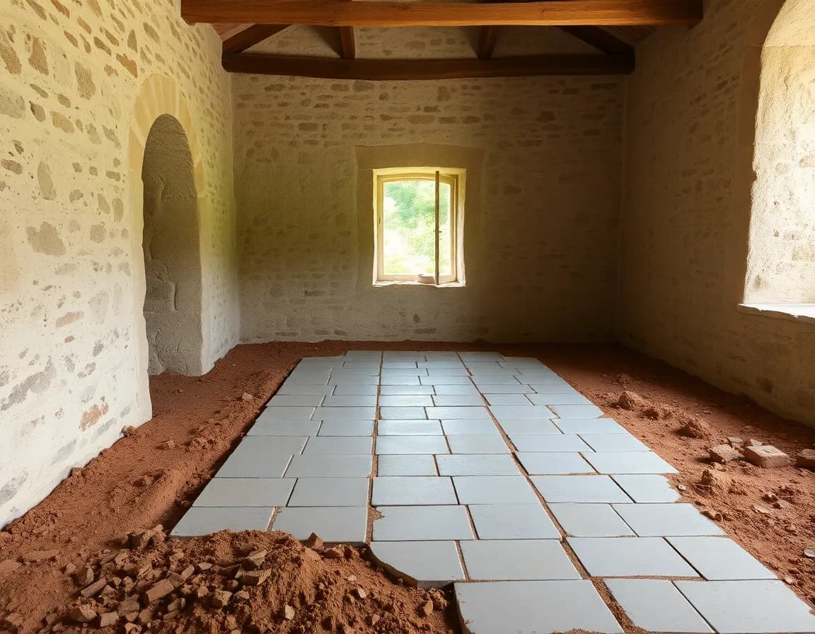 Dalle sur terre battue en maison ancienne : techniques et précautions